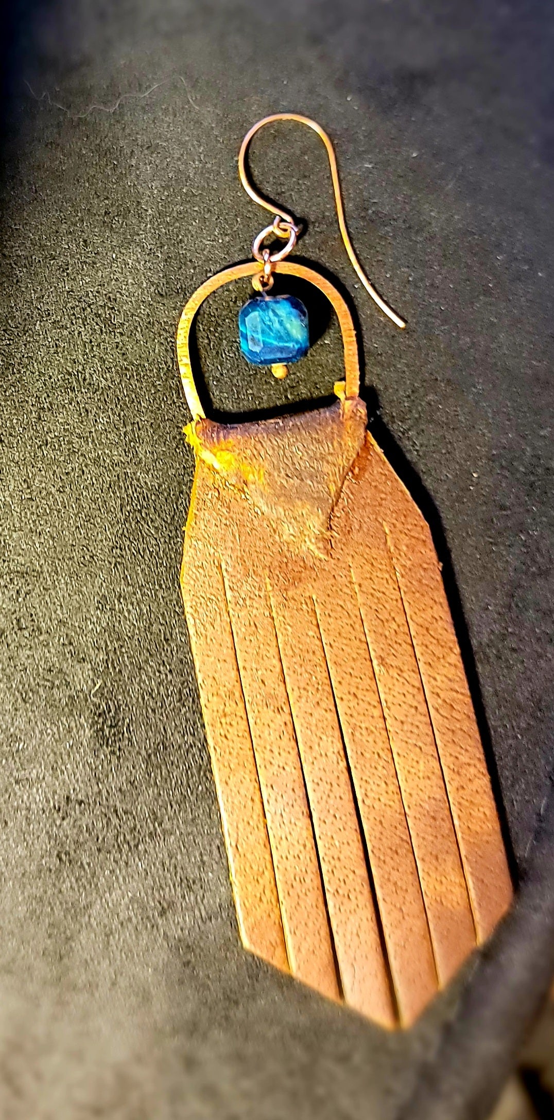 Earrings - Leather and Blue Tigers Eye