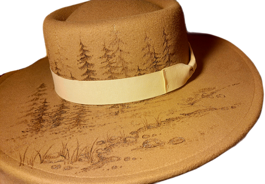 Hat - Tan hand burned Felt