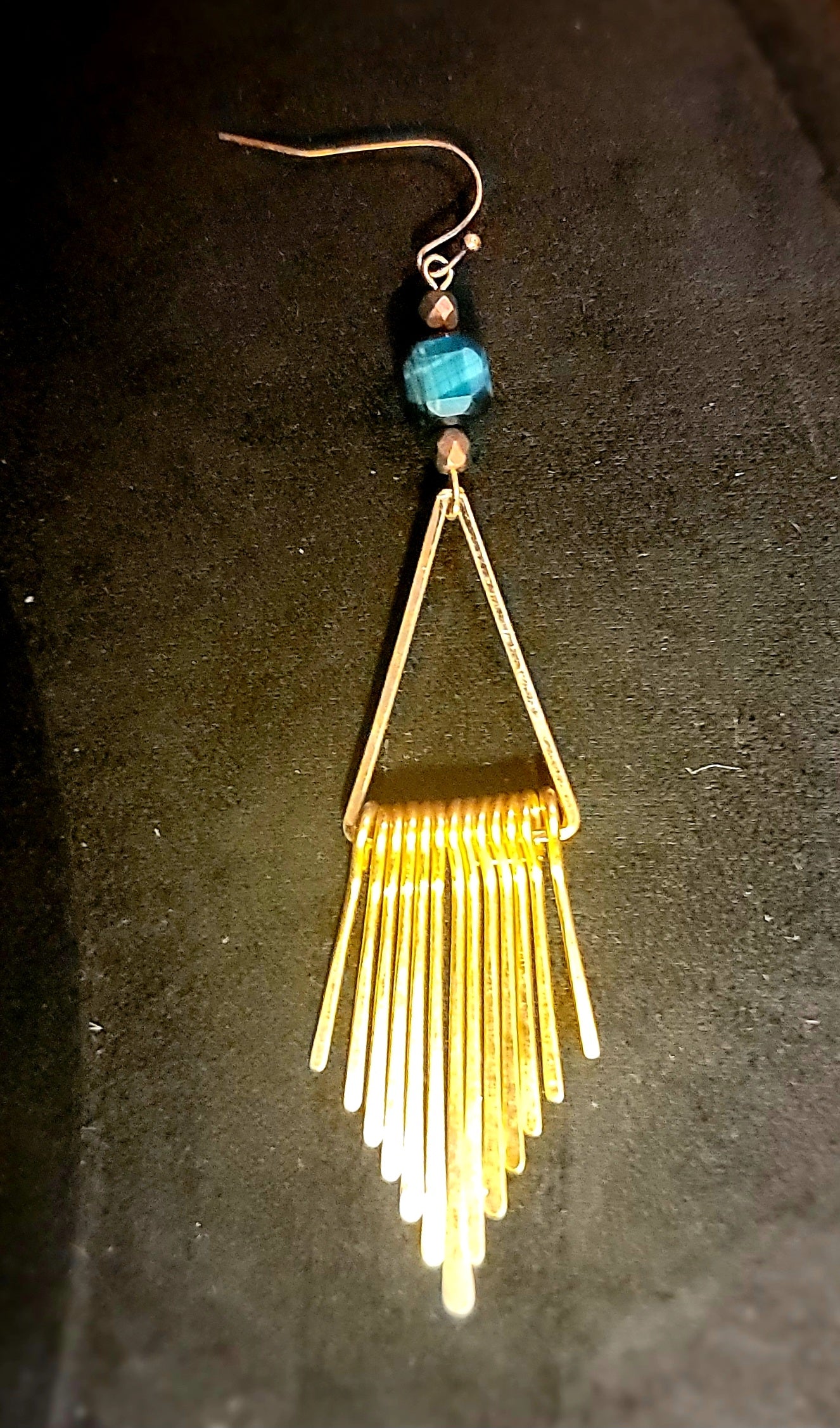 Earrings - Blue Tigers Eye with Copper and Gold accents