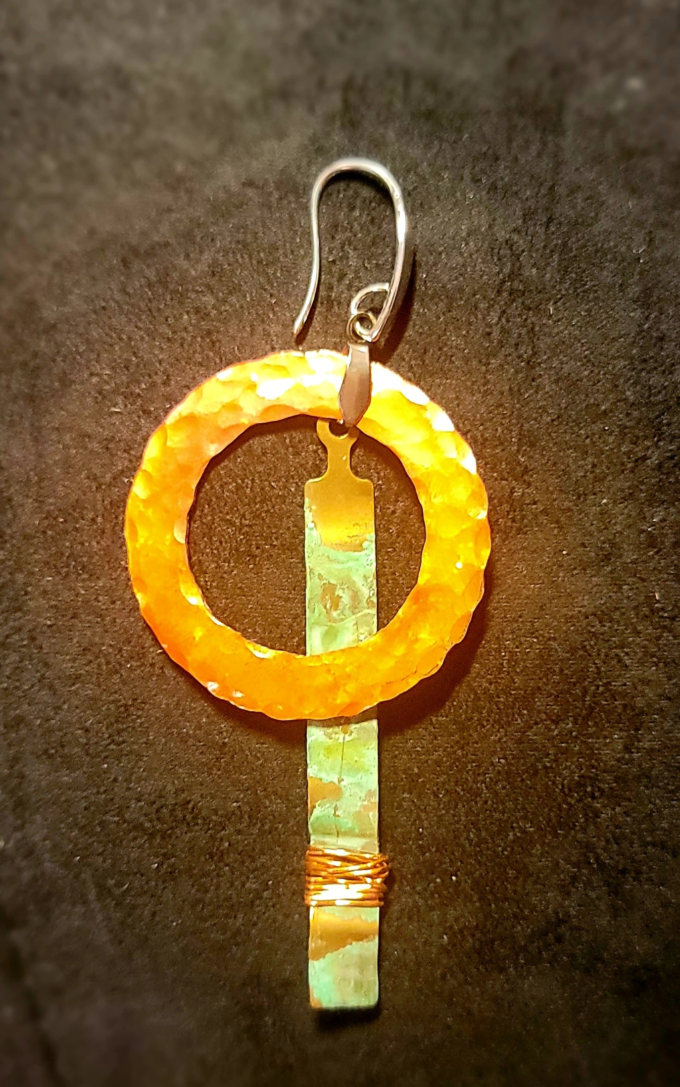 Earrings - Copper and brass earrings with silver hooks
