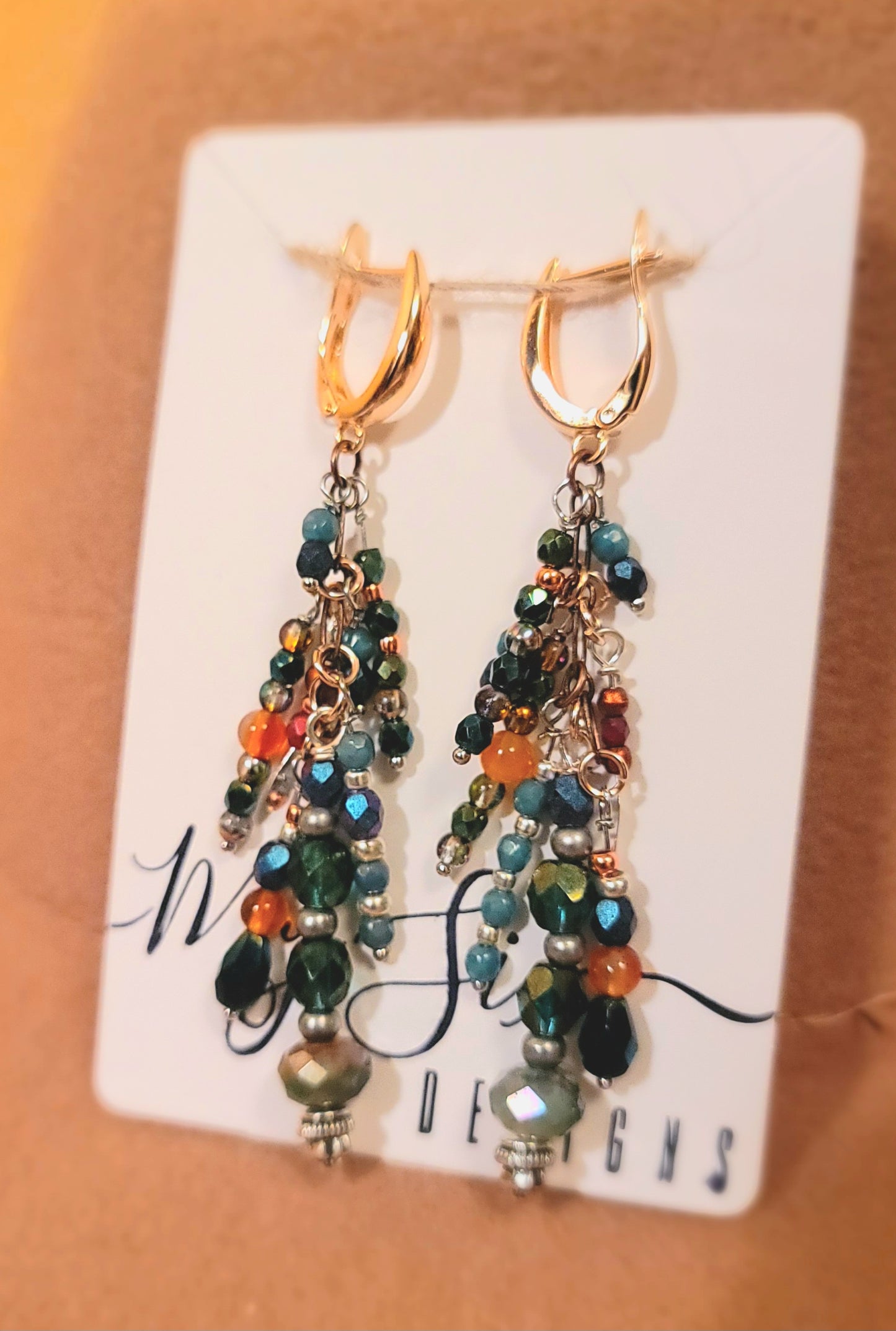 Earrings - Gold Clasps with Assortment of Gemstones and Metals