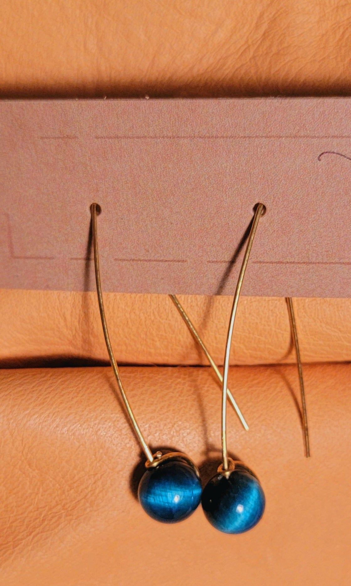 Earrings- Silver and Tigers Eye Drop Hook