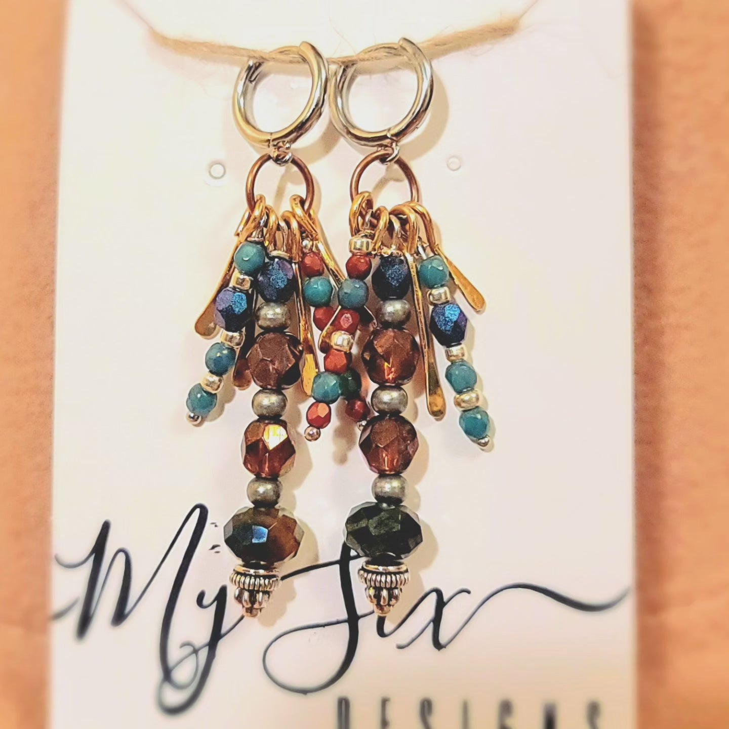 Earrings - Silver Hoop Clasps with Gemstones and assorted Metals