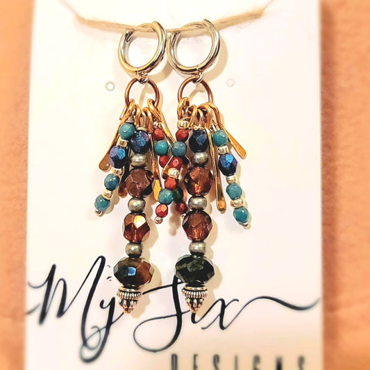 Earrings - Silver Hoop Clasps with Gemstones and assorted Metals