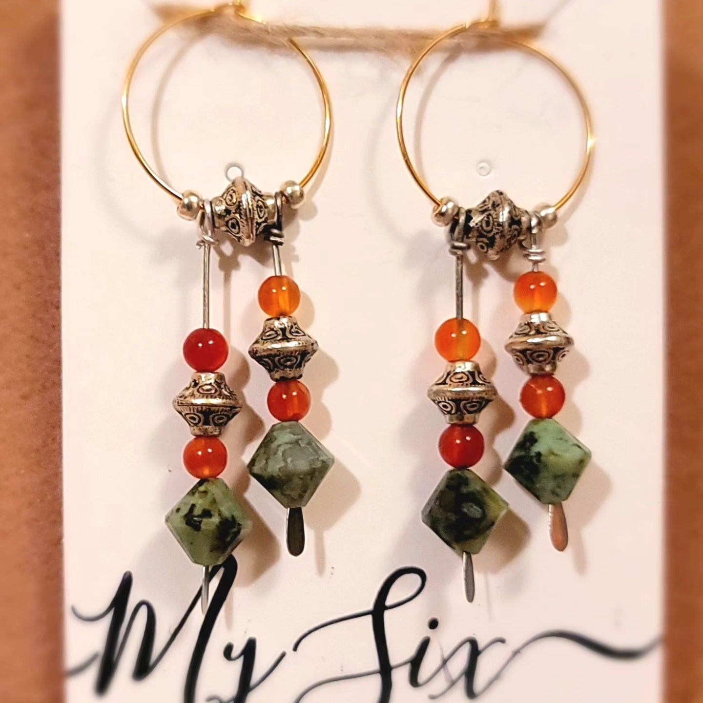 Earrings- Gold Hoops with Assortment of Gemstones and Metals