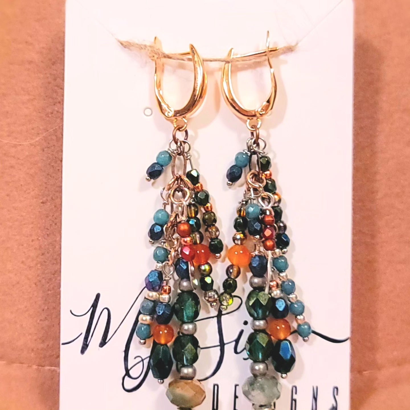 Earrings - Gold Clasps with Assortment of Gemstones and Metals