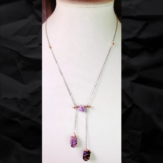 Necklace - Amethyst, Copper and Silver