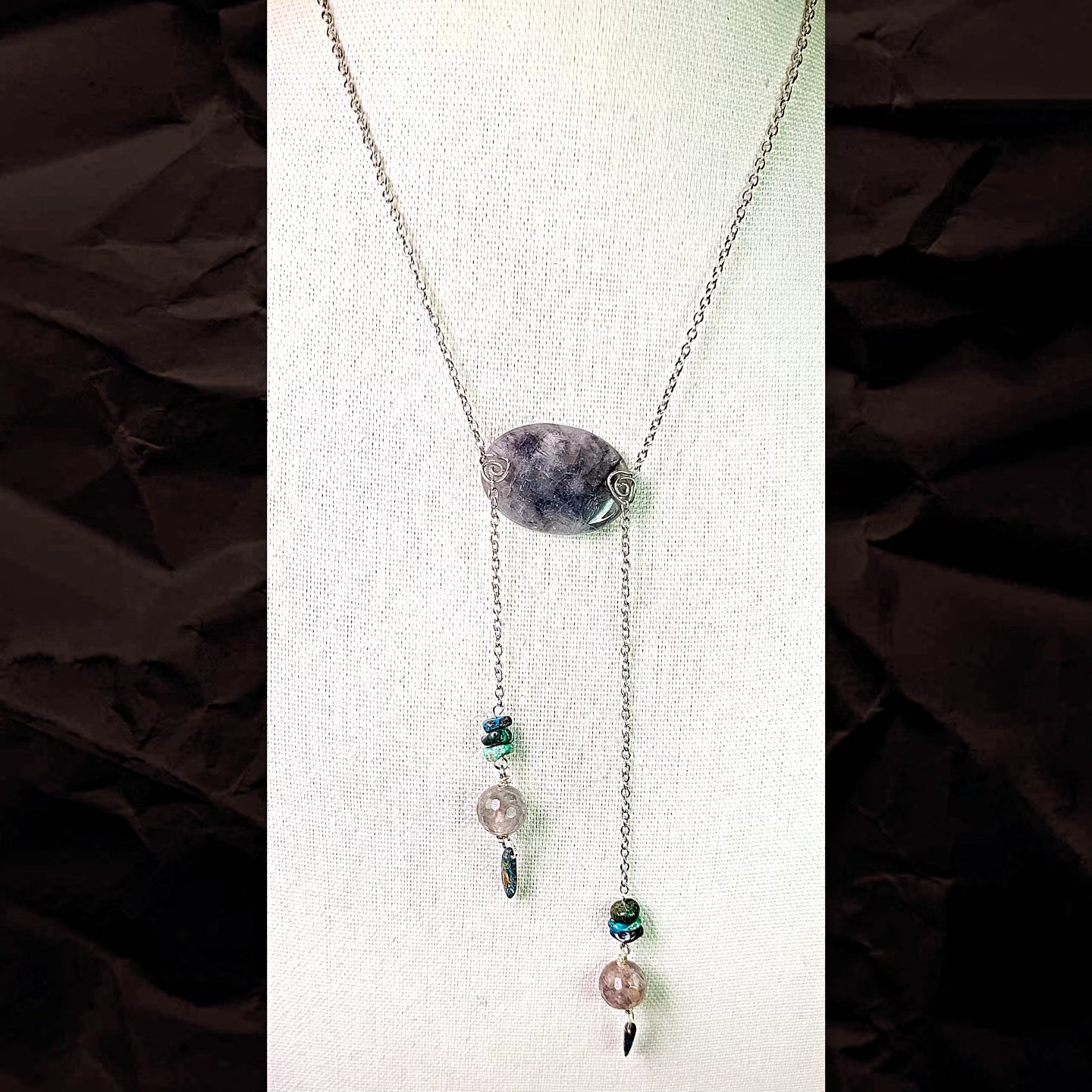 Necklace - Quartz and Turquoise with Silver chain