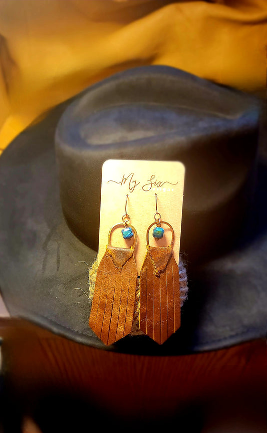 Earrings - Leather and Blue Tigers Eye