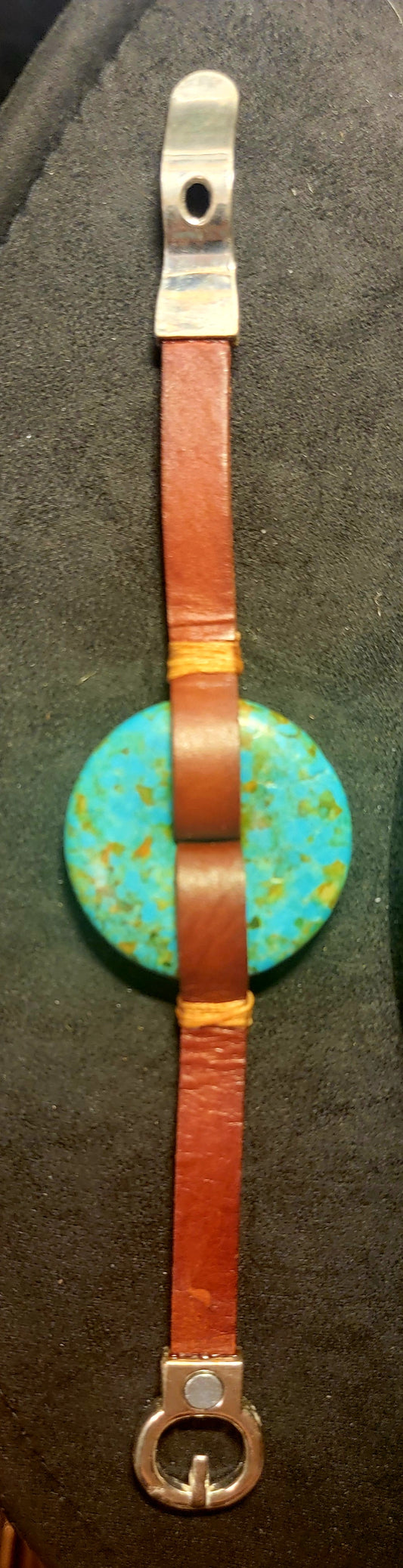 Bracelet - Leather with Mosaic Turquoise