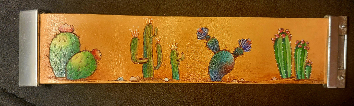 Bracelet - Leather Hand Painted Cacti