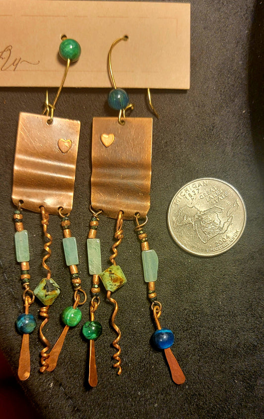 Earrings- Copper and Gemstones