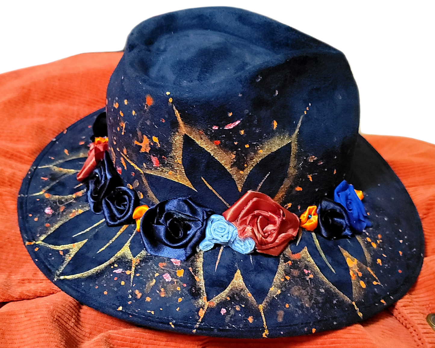Hat - Hand painted Blue Felt Heart Top
