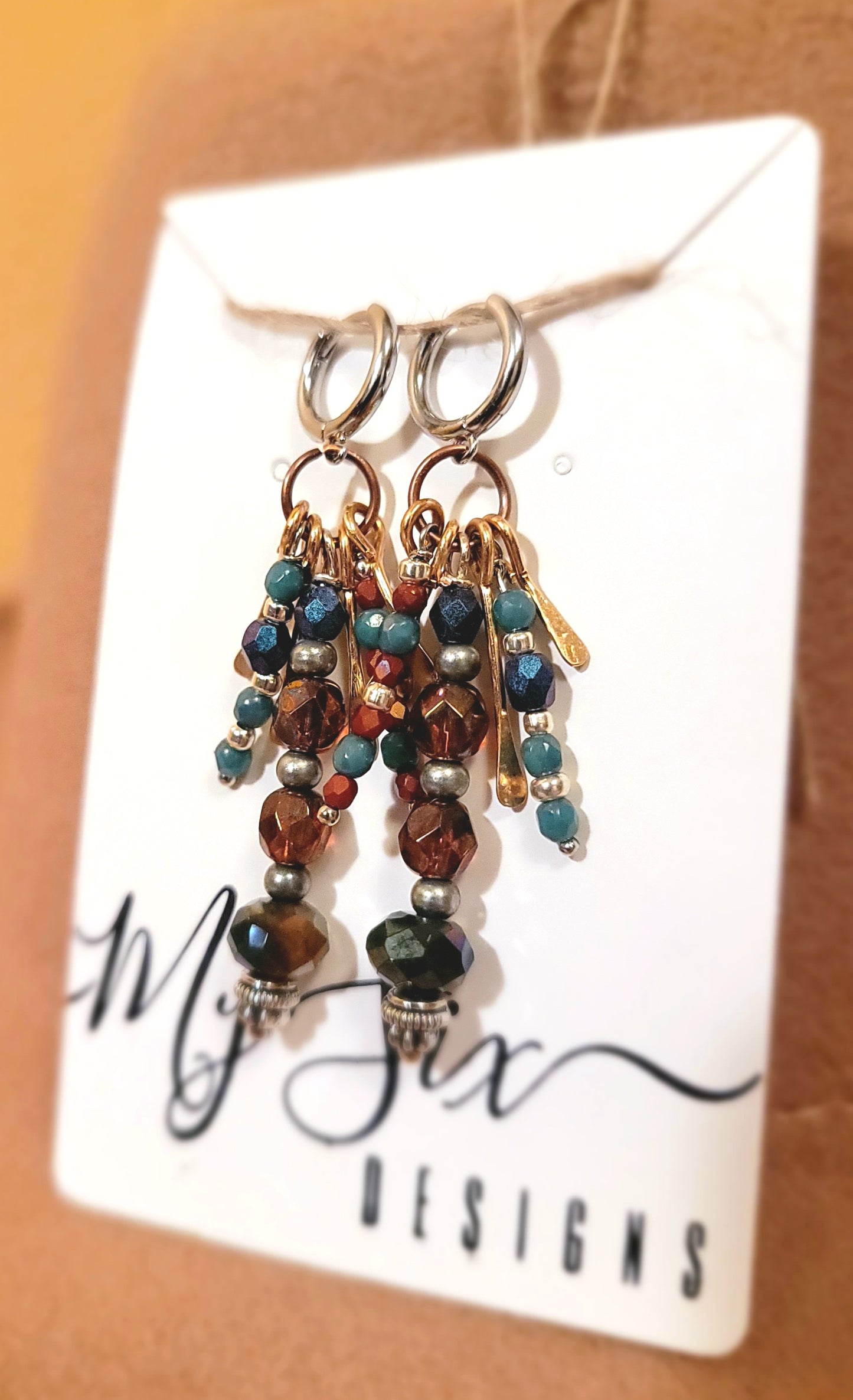 Earrings - Silver Hoop Clasps with Gemstones and assorted Metals