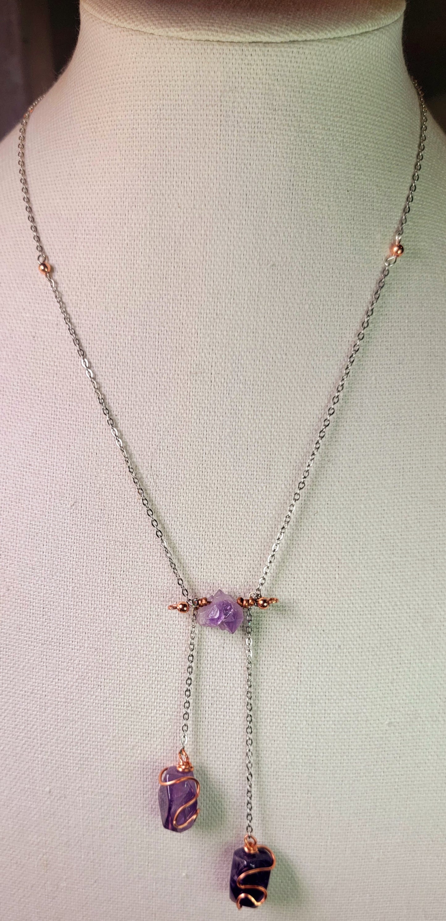 Necklace - Amethyst, Copper and Silver