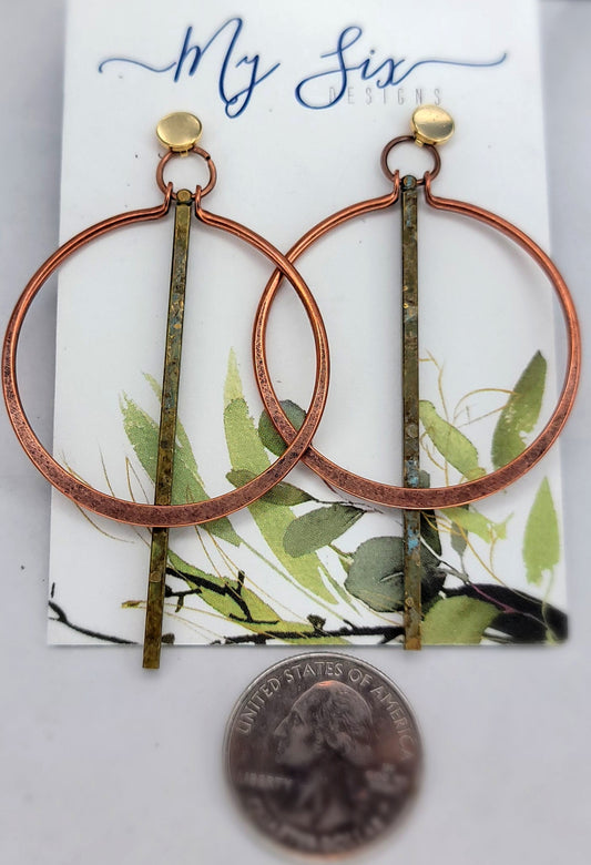 Earrings- Copper and mixed Metal Studs