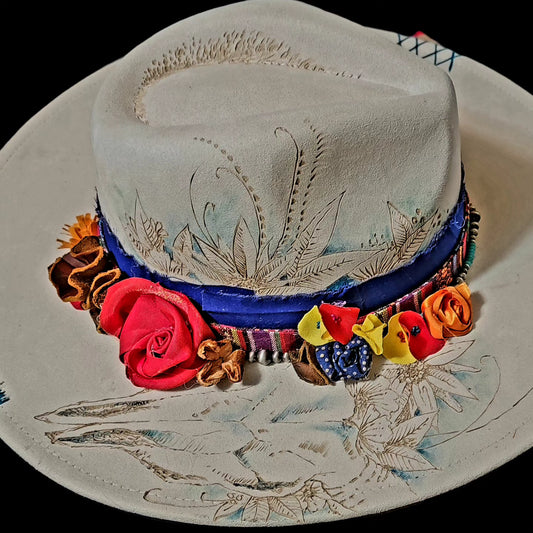 Hat- Hand Painted Felt with flowers