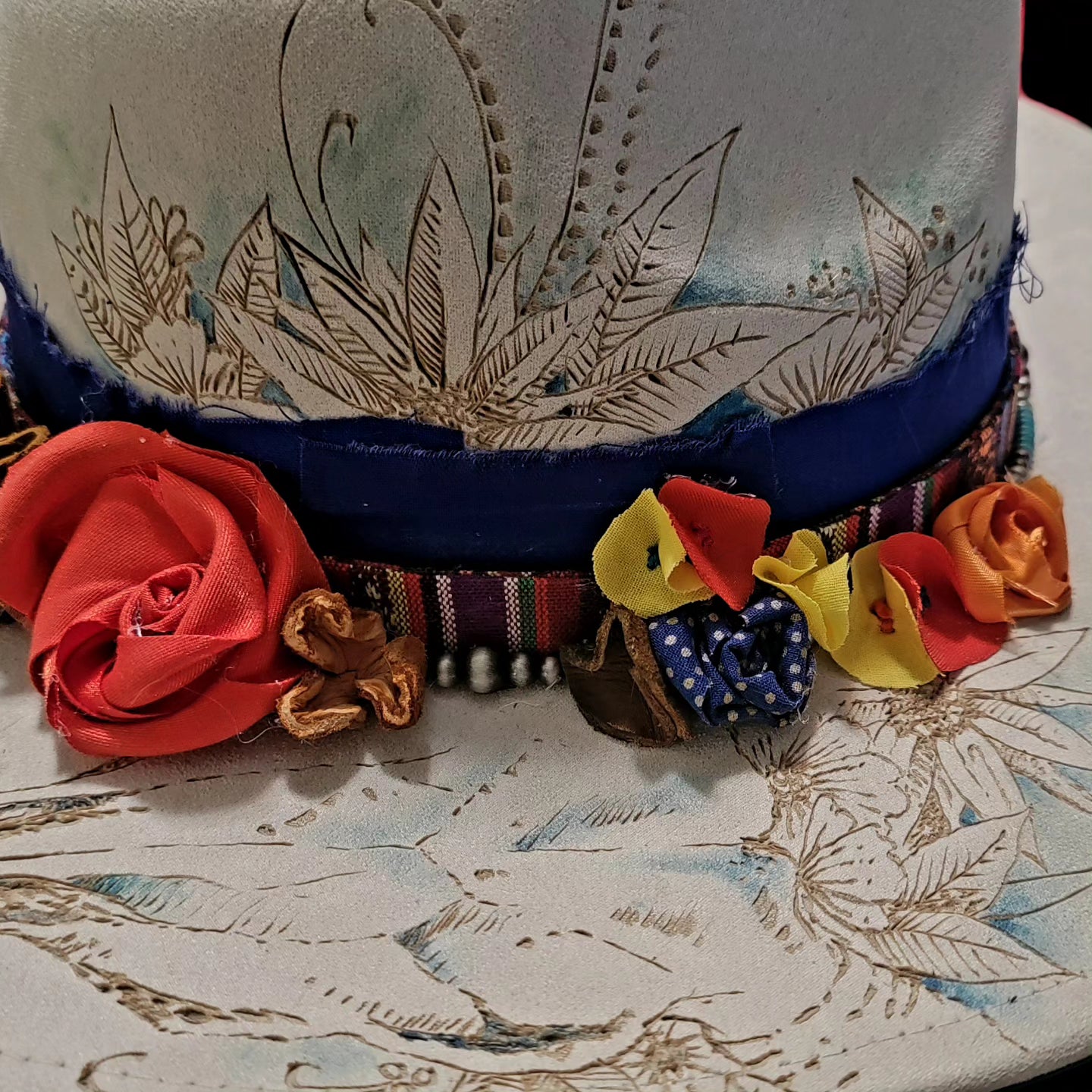 Hat- Hand Painted Felt with flowers