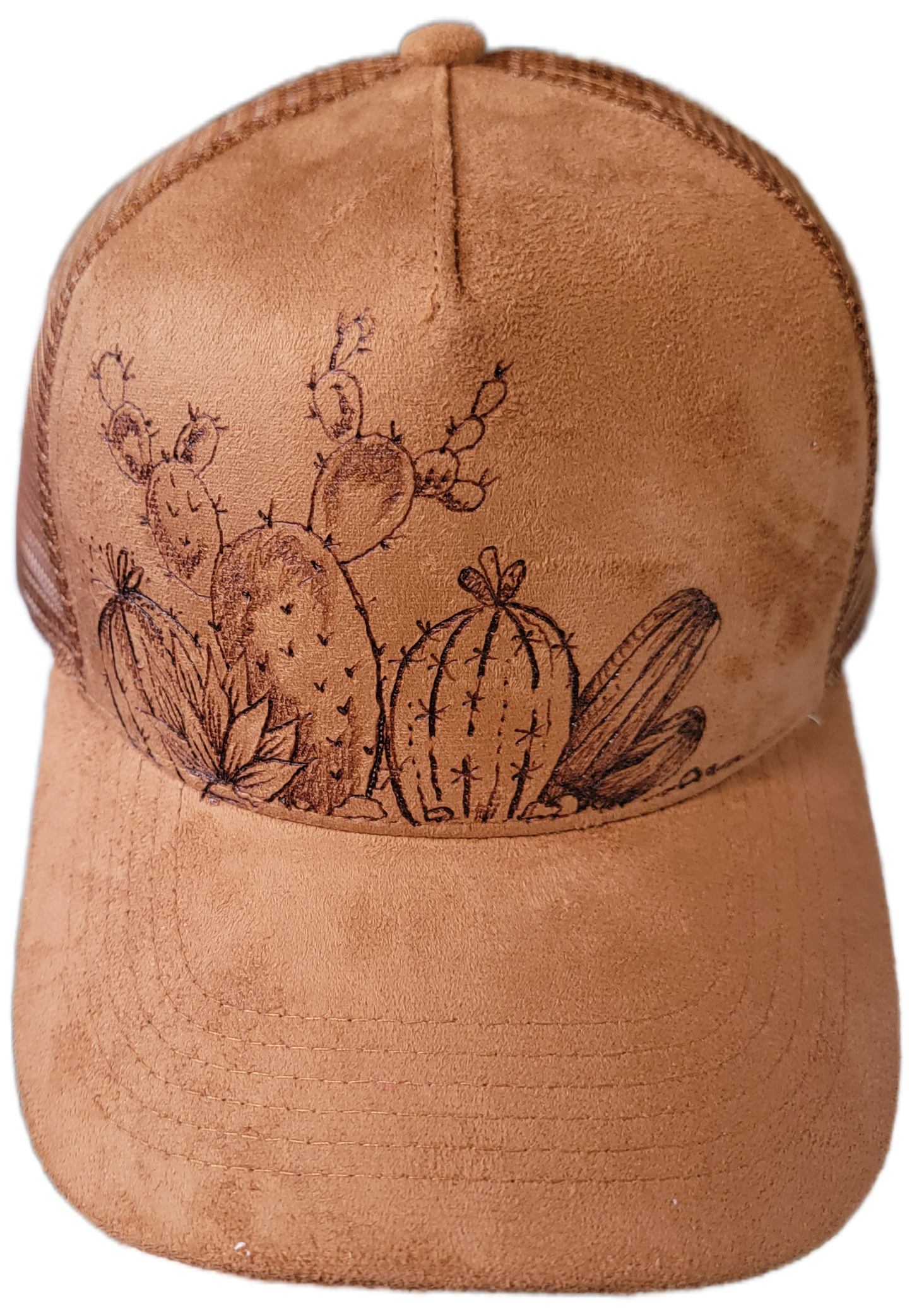Trucker Hat - Camel Sued Cacti