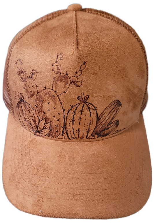 Trucker Hat - Camel Sued Cacti