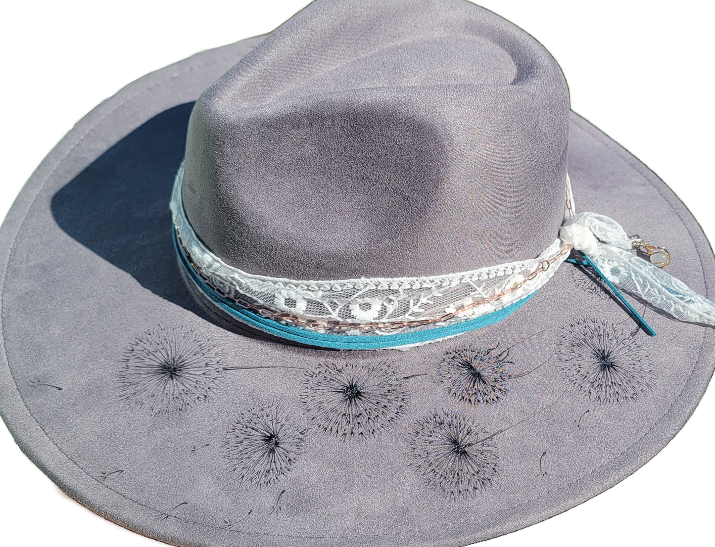 Hat - Grey Sued Dandelions
