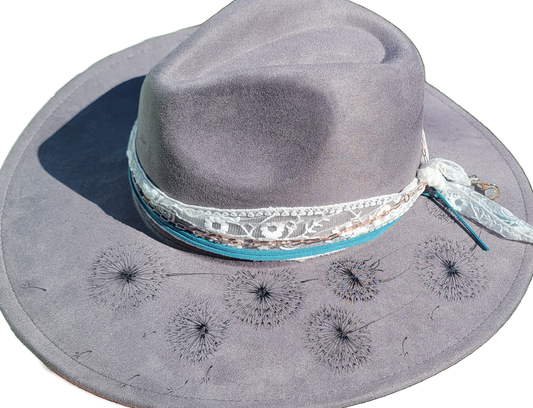 Hat - Grey Sued Dandelions